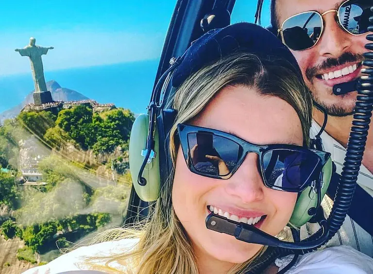 Sight on Christ the Redeemer from inside helicopter