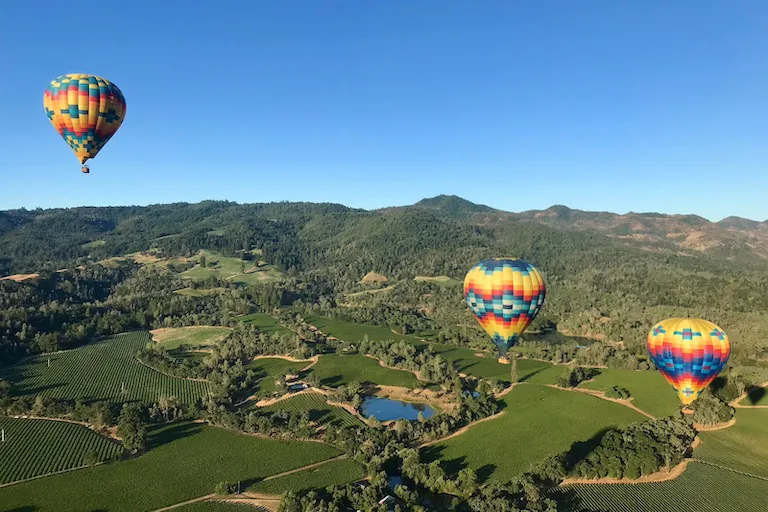 Napa Valley from a hot air balloon
